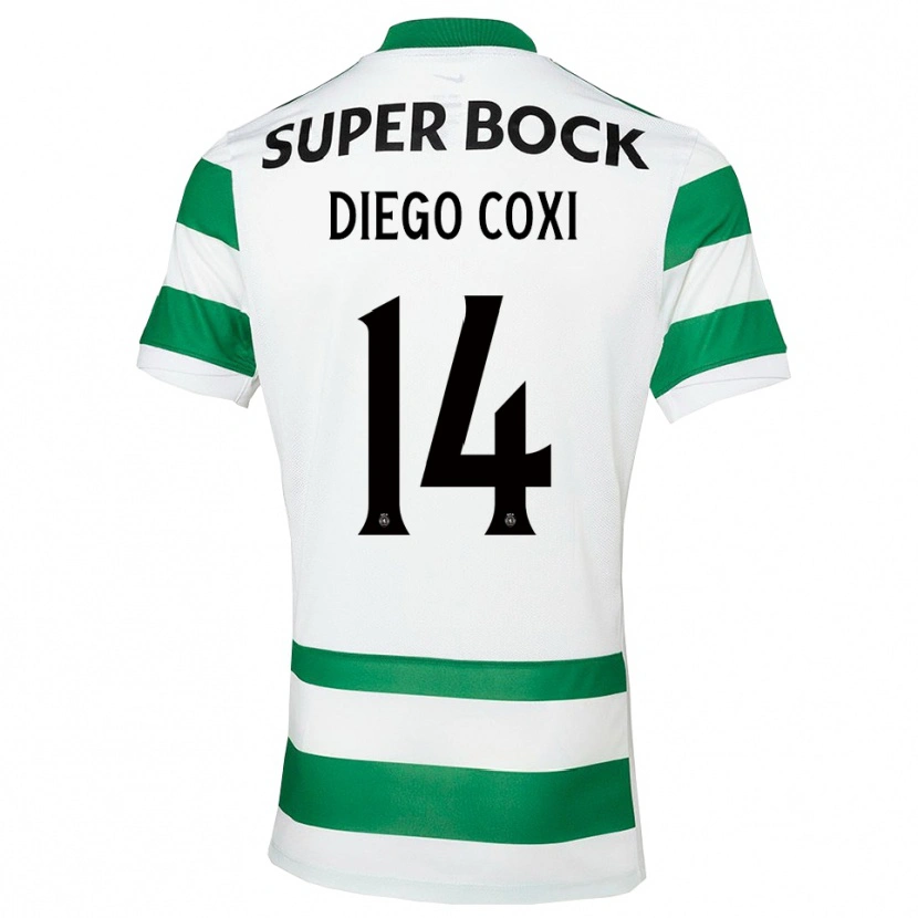 Danxen Criança Camisola Diego Coxi #14 Verde Branco Principal 2025/26 Camisa Brasil