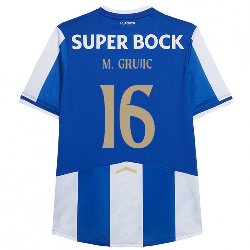 Danxen Criança Camisola Marko Grujić #16 Azul Branco Principal 2025/26 Camisa Brasil