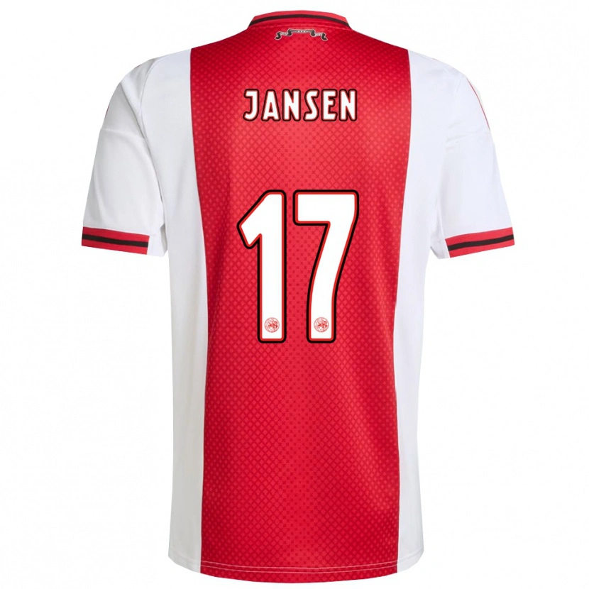 Danxen Criança Camisola Bente Jansen #17 Vermelho Branco Principal 2025/26 Camisa Brasil