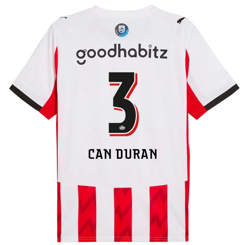 Danxen Criança Camisola Emre Can Duran #3 Vermelho Branco Principal 2025/26 Camisa Brasil