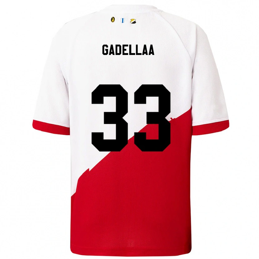 Danxen Criança Camisola Kevin Gadellaa #33 Branco Vermelho Principal 2025/26 Camisa Brasil