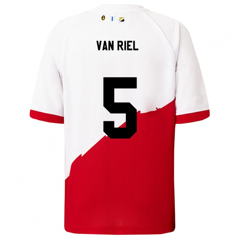 Danxen Criança Camisola Jesper Van Riel #5 Branco Vermelho Principal 2025/26 Camisa Brasil