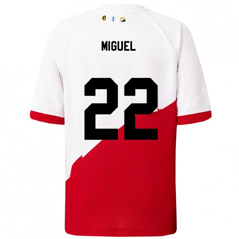 Danxen Criança Camisola Miguel Rodríguez #22 Branco Vermelho Principal 2025/26 Camisa Brasil
