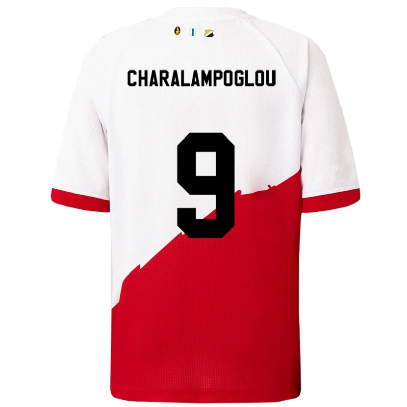 Danxen Criança Camisola Georgios Charalampoglou #9 Branco Vermelho Principal 2025/26 Camisa Brasil