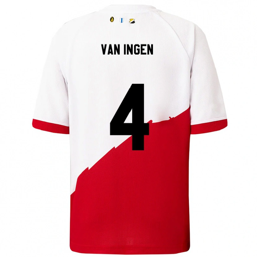 Danxen Criança Camisola Thijs Van Ingen #4 Branco Vermelho Principal 2025/26 Camisa Brasil