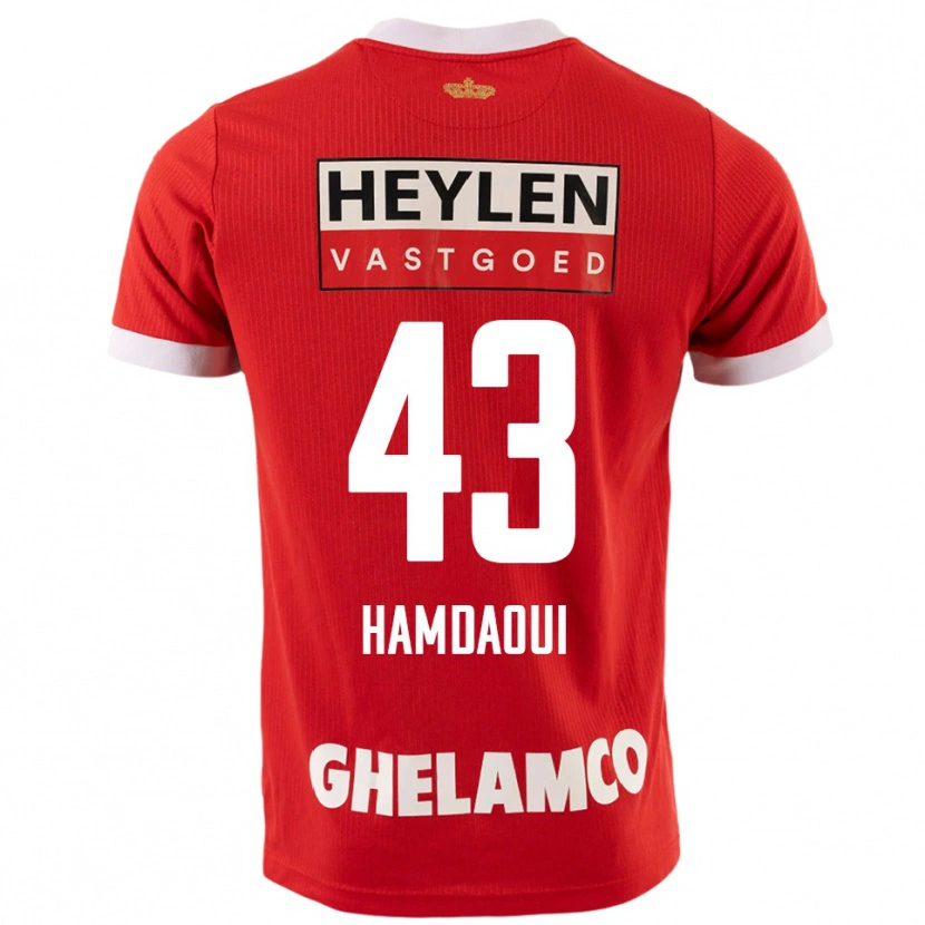 Danxen Criança Camisola Youssef Hamdaoui #43 Vermelho Branco Principal 2025/26 Camisa Brasil