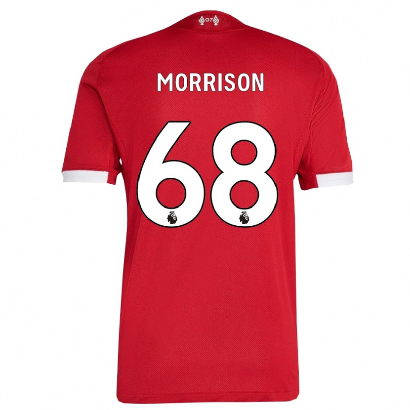 Danxen Criança Camisola Kieran Morrison #68 Vermelho Branco Principal 2025/26 Camisa Brasil