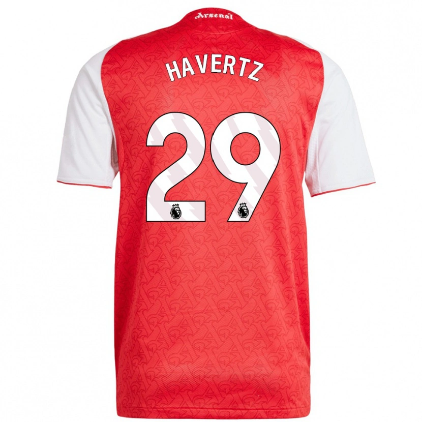 Danxen Criança Camisola Kai Havertz #29 Vermelho Branco Principal 2025/26 Camisa Brasil