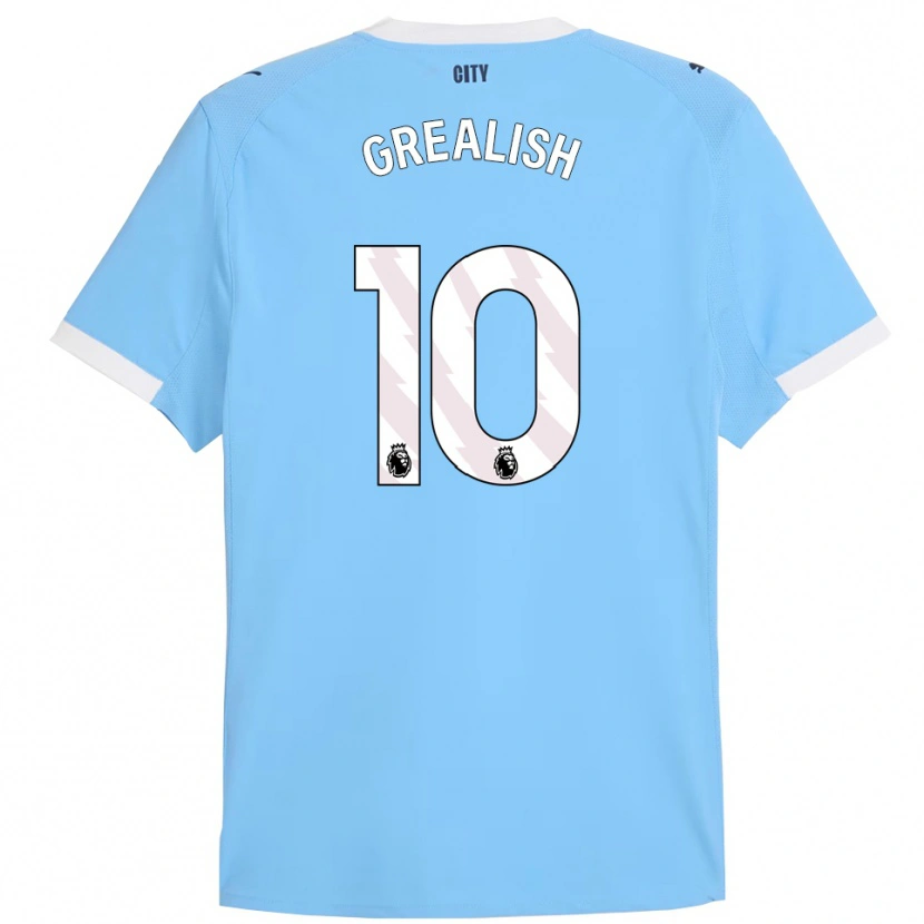 Danxen Criança Camisola Jack Grealish #10 Azul Celeste Branco Principal 2025/26 Camisa Brasil