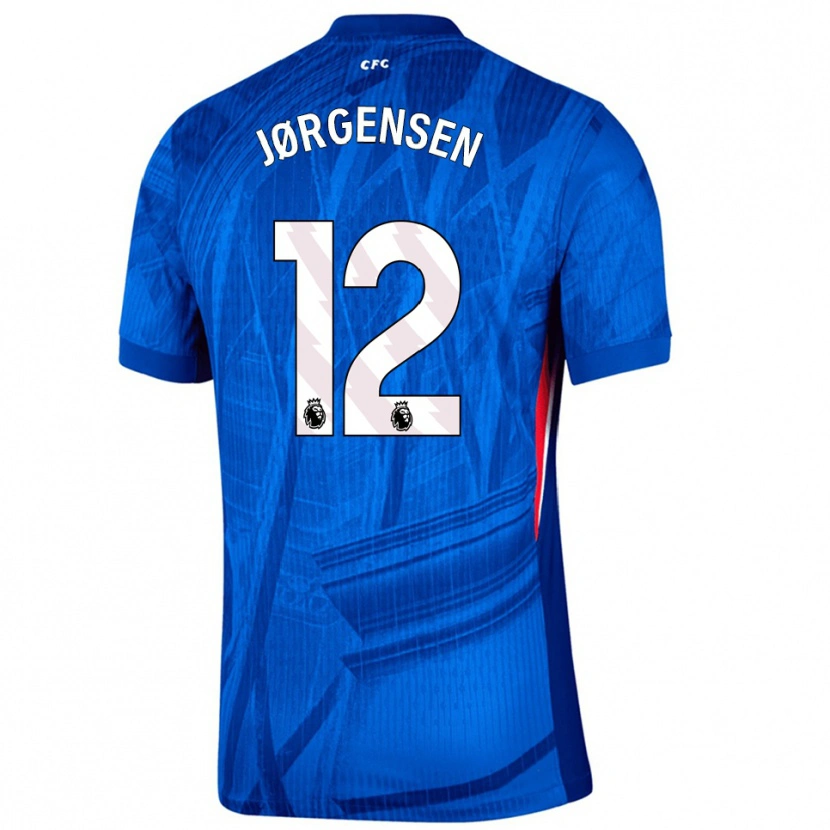 Danxen Criança Camisola Filip Jørgensen #12 Azul Branco Principal 2025/26 Camisa Brasil