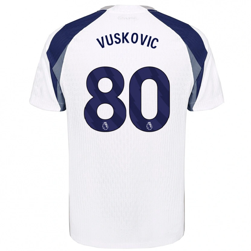 Danxen Criança Camisola Luka Vuskovic #80 Branco Marinho Principal 2025/26 Camisa Brasil