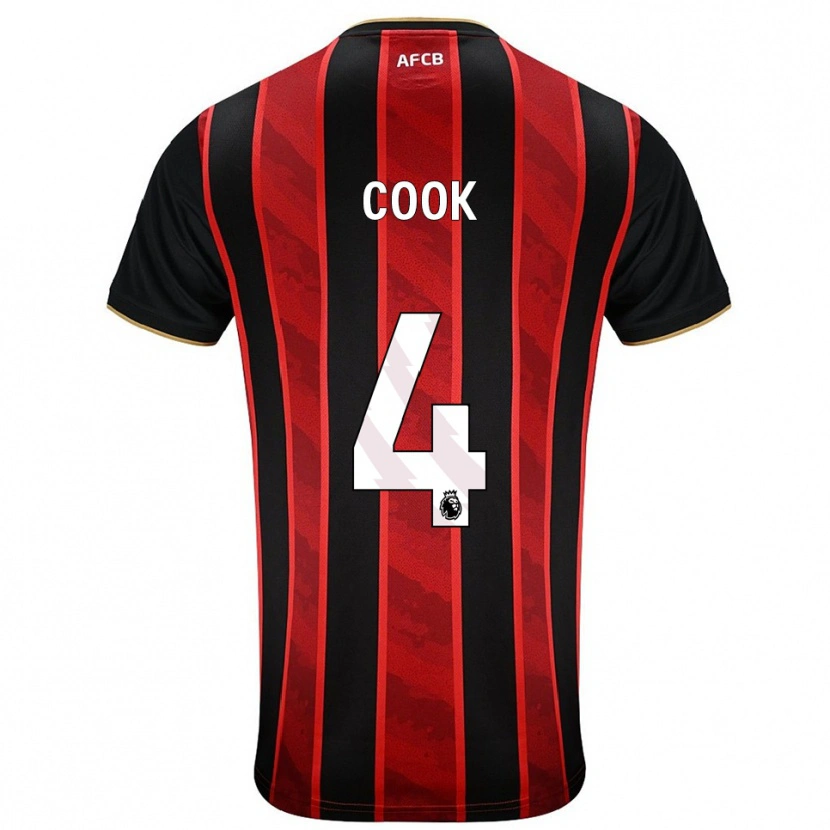 Danxen Criança Camisola Lewis Cook #4 Vermelho Preto Principal 2025/26 Camisa Brasil