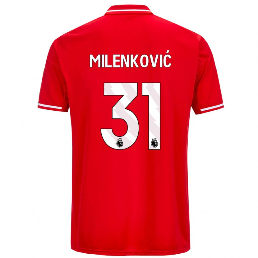 Danxen Criança Camisola Nikola Milenković #31 Vermelho Branco Principal 2025/26 Camisa Brasil