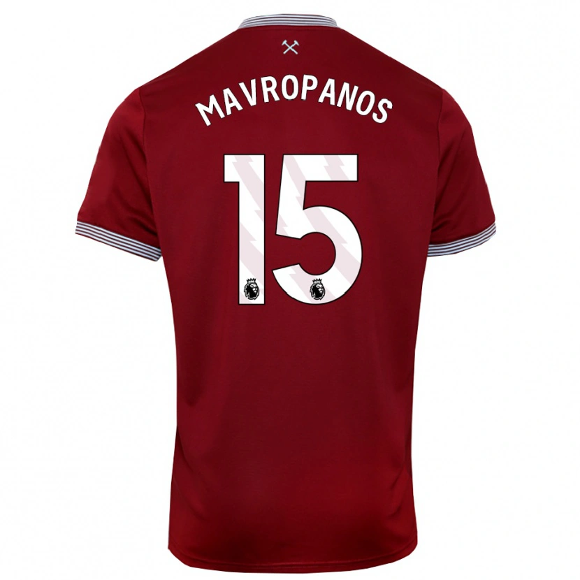 Danxen Criança Camisola Konstantinos Mavropanos #15 Borgonha Branco Principal 2025/26 Camisa Brasil
