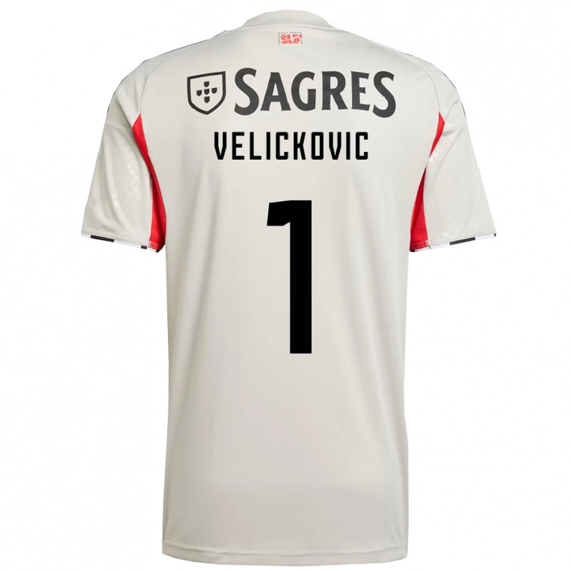 Danxen Criança Camisola Luka Veličković #1 Branco Sujo Vermelho Alternativa 2025/26 Camisa Brasil