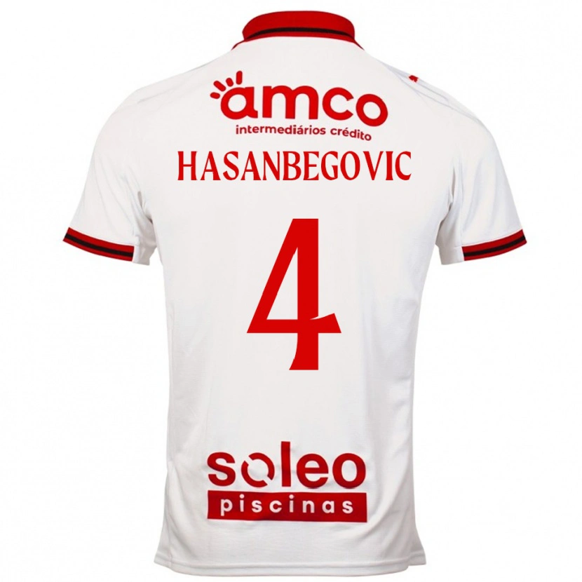 Danxen Criança Camisola Melisa Hasanbegović #4 Branco Vermelho Alternativa 2025/26 Camisa Brasil