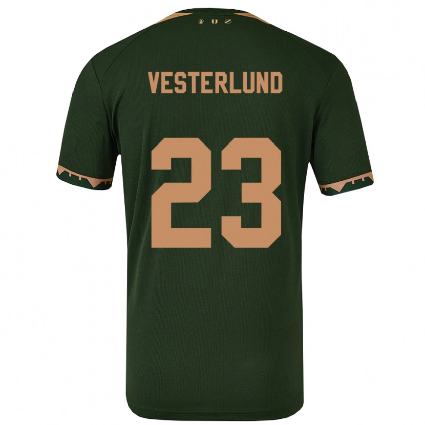 Danxen Criança Camisola Niklas Vesterlund #23 Verde Dourado Alternativa 2025/26 Camisa Brasil