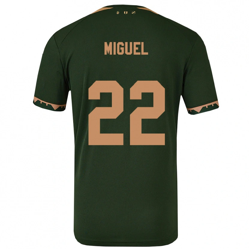 Danxen Criança Camisola Miguel Rodríguez #22 Verde Dourado Alternativa 2025/26 Camisa Brasil