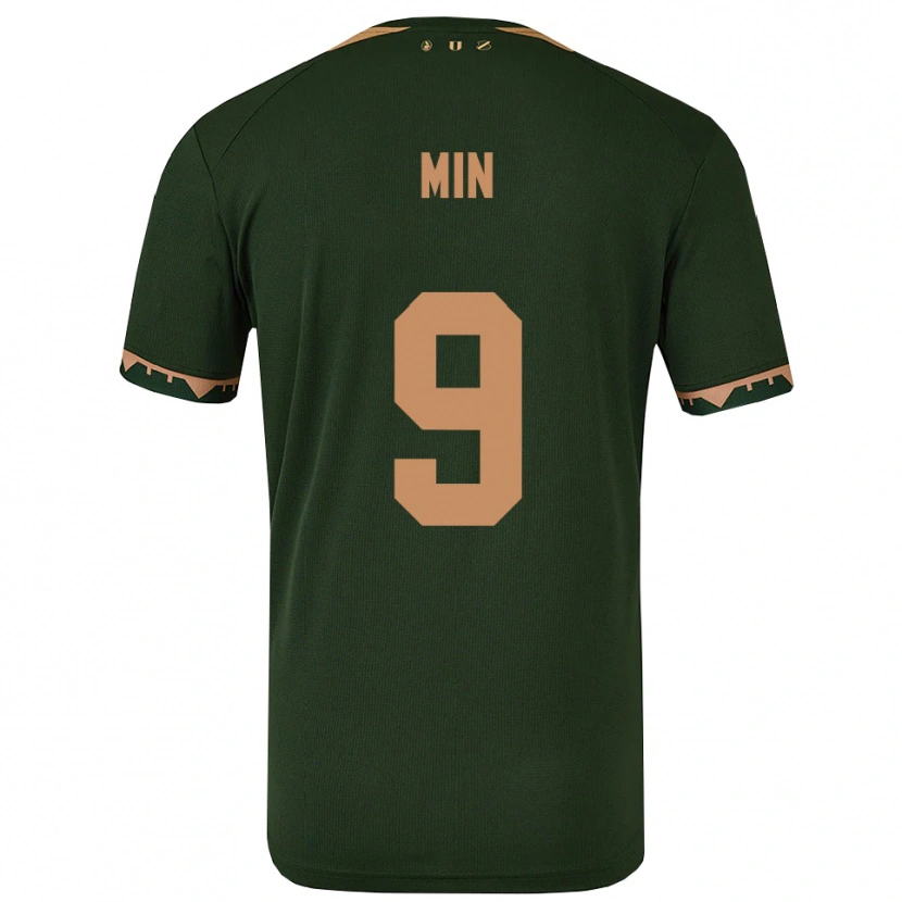 Danxen Criança Camisola David Min #9 Verde Dourado Alternativa 2025/26 Camisa Brasil