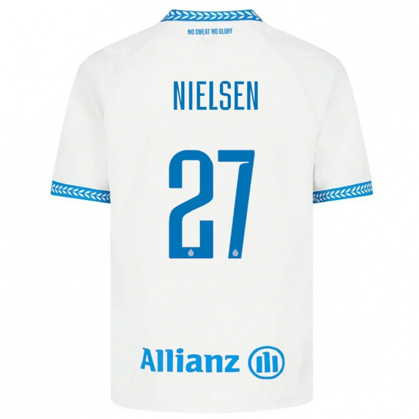 Danxen Criança Camisola Casper Nielsen #27 Azul Branco Alternativa 2025/26 Camisa Brasil