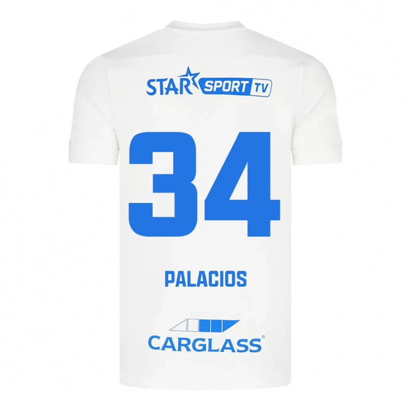 Danxen Criança Camisola Adrián Palacios #34 Branco Azul Alternativa 2025/26 Camisa Brasil