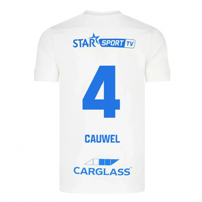 Danxen Criança Camisola Michiel Cauwel #4 Branco Azul Alternativa 2025/26 Camisa Brasil