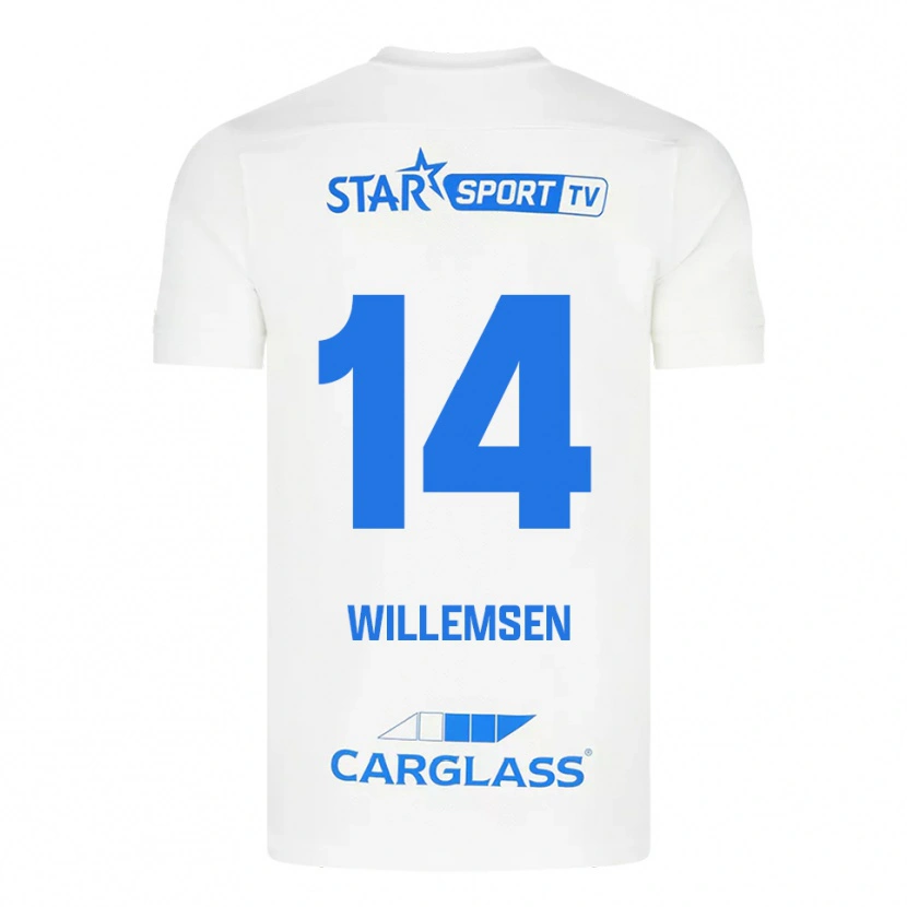 Danxen Criança Camisola Wout Willemsen #14 Branco Azul Alternativa 2025/26 Camisa Brasil