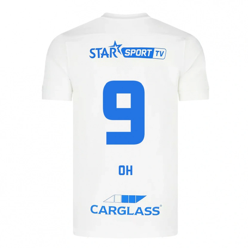 Danxen Criança Camisola Hyeon-Gyu Oh #9 Branco Azul Alternativa 2025/26 Camisa Brasil