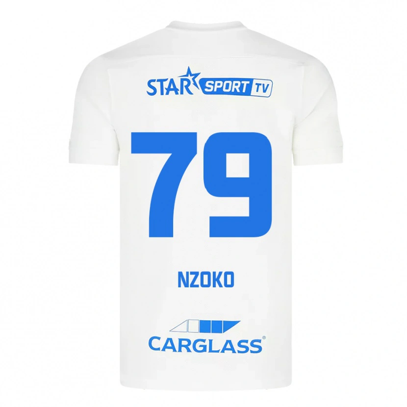 Danxen Criança Camisola Djoully Nzoko #79 Branco Azul Alternativa 2025/26 Camisa Brasil