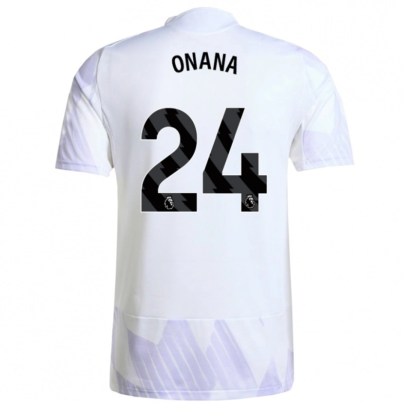 Danxen Criança Camisola André Onana #24 Branco Roxo Roxo Alternativa 2025/26 Camisa Brasil