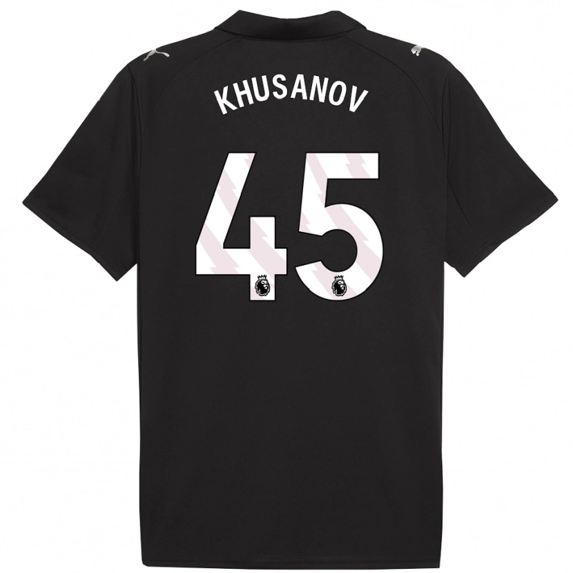 Danxen Criança Camisola Abdukodir Khusanov #45 Preto Branco Alternativa 2025/26 Camisa Brasil