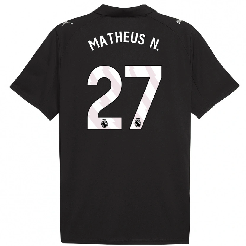 Danxen Criança Camisola Matheus Nunes #27 Preto Branco Alternativa 2025/26 Camisa Brasil