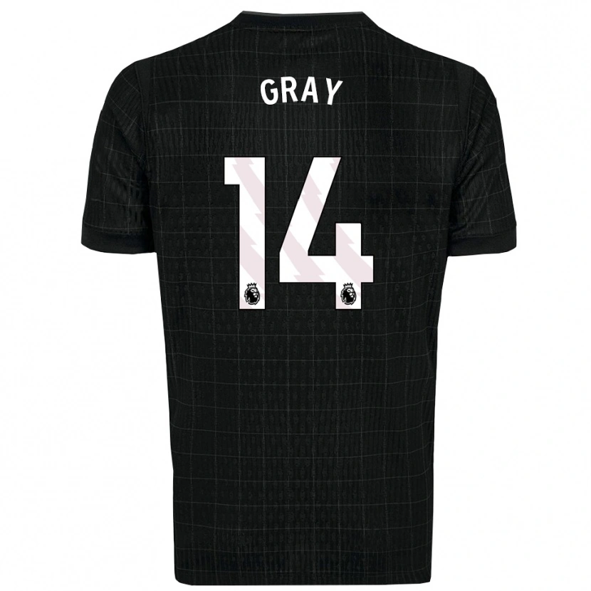Danxen Criança Camisola Archie Gray #14 Preto Cinza Alternativa 2025/26 Camisa Brasil