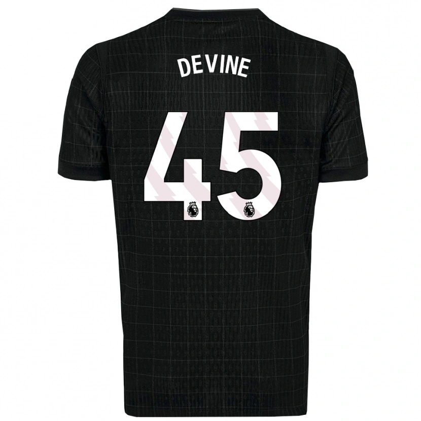 Danxen Criança Camisola Alfie Devine #45 Preto Cinza Alternativa 2025/26 Camisa Brasil