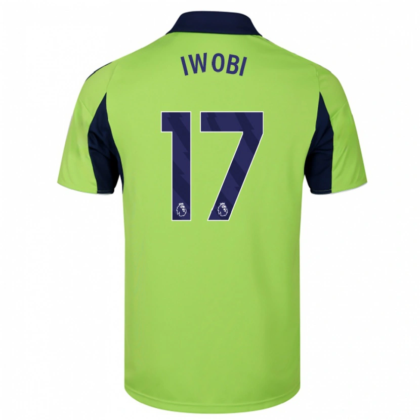 Danxen Criança Camisola Alex Iwobi #17 Verde Marinho Branco Alternativa 2025/26 Camisa Brasil