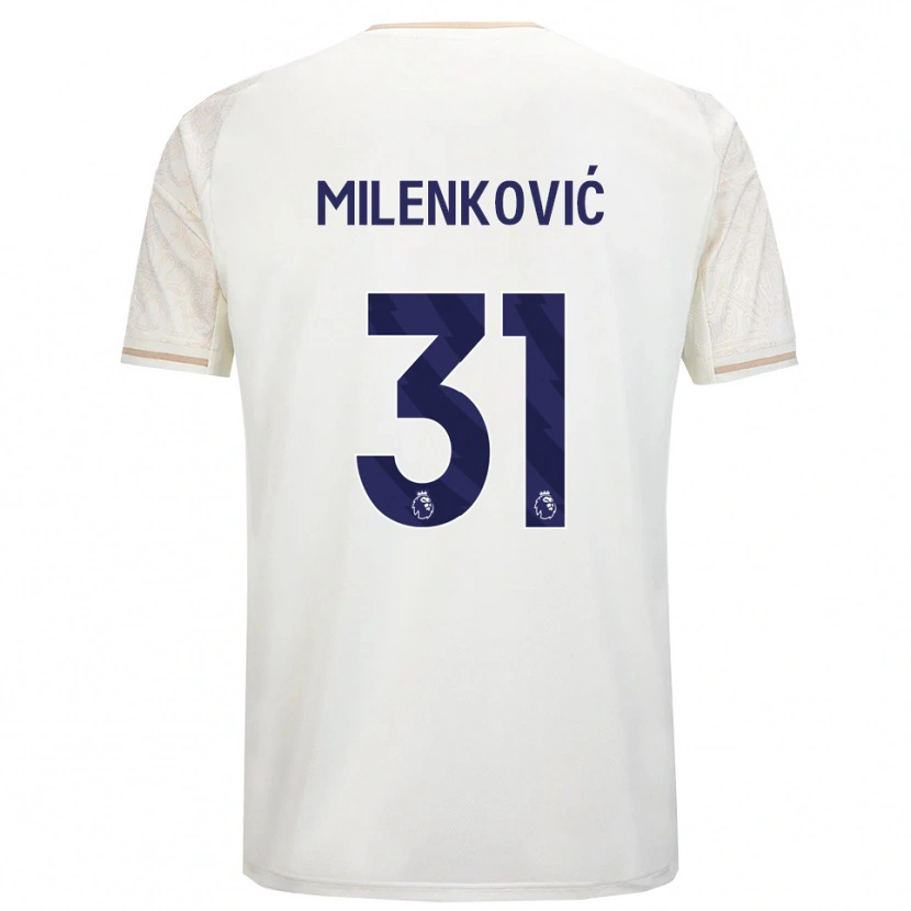 Danxen Criança Camisola Nikola Milenković #31 Branco Sujo Preto Alternativa 2025/26 Camisa Brasil