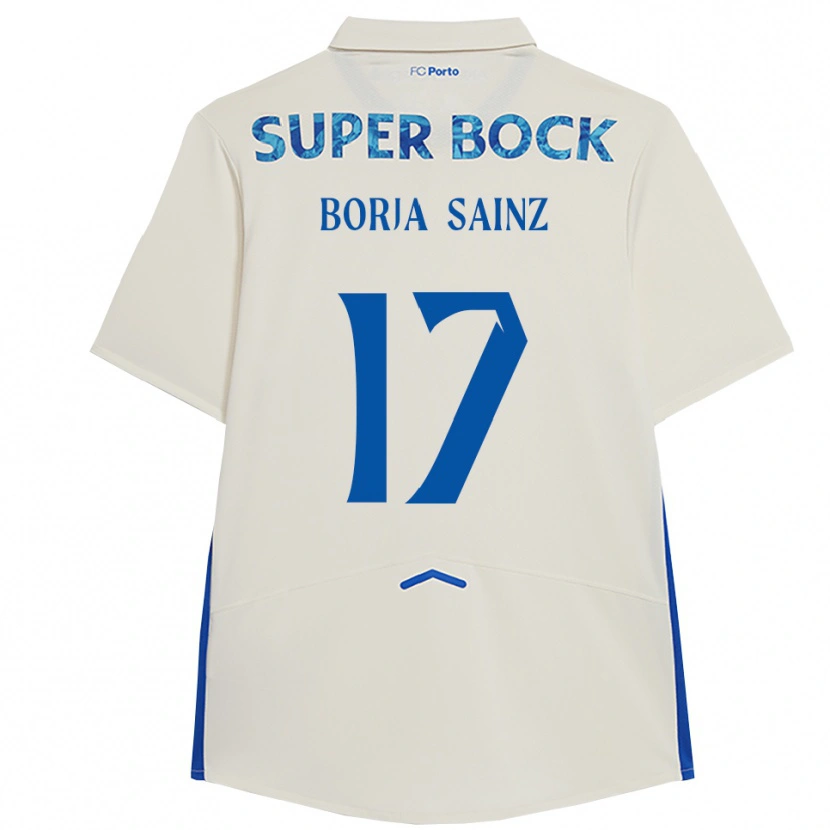 Danxen Criança Camisola Borja Sainz #17 Branco Azul Terceiro 2025/26 Camisa Brasil