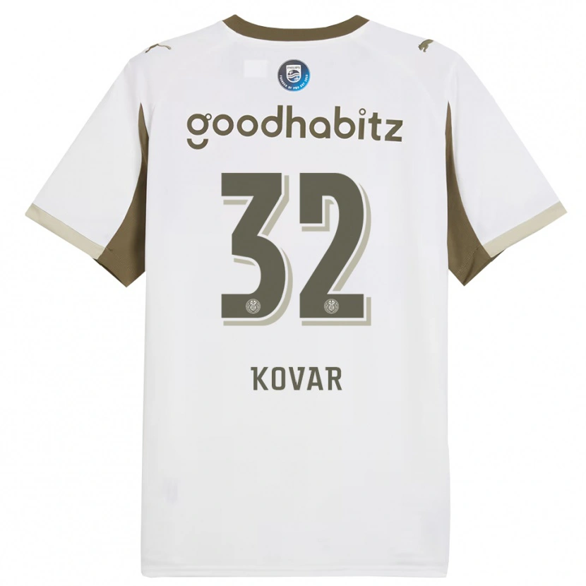 Danxen Criança Camisola Matej Kovar #32 Branco Cinza Terceiro 2025/26 Camisa Brasil