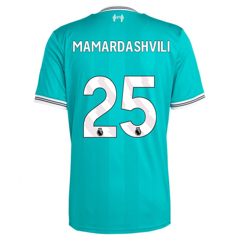 Danxen Criança Camisola Giorgi Mamardashvili #25 Verde Branco Terceiro 2025/26 Camisa Brasil