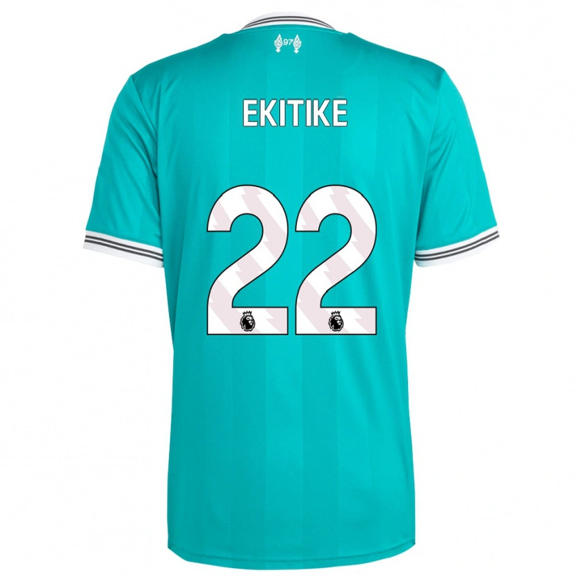 Danxen Criança Camisola Hugo Ekitiké #22 Verde Branco Terceiro 2025/26 Camisa Brasil