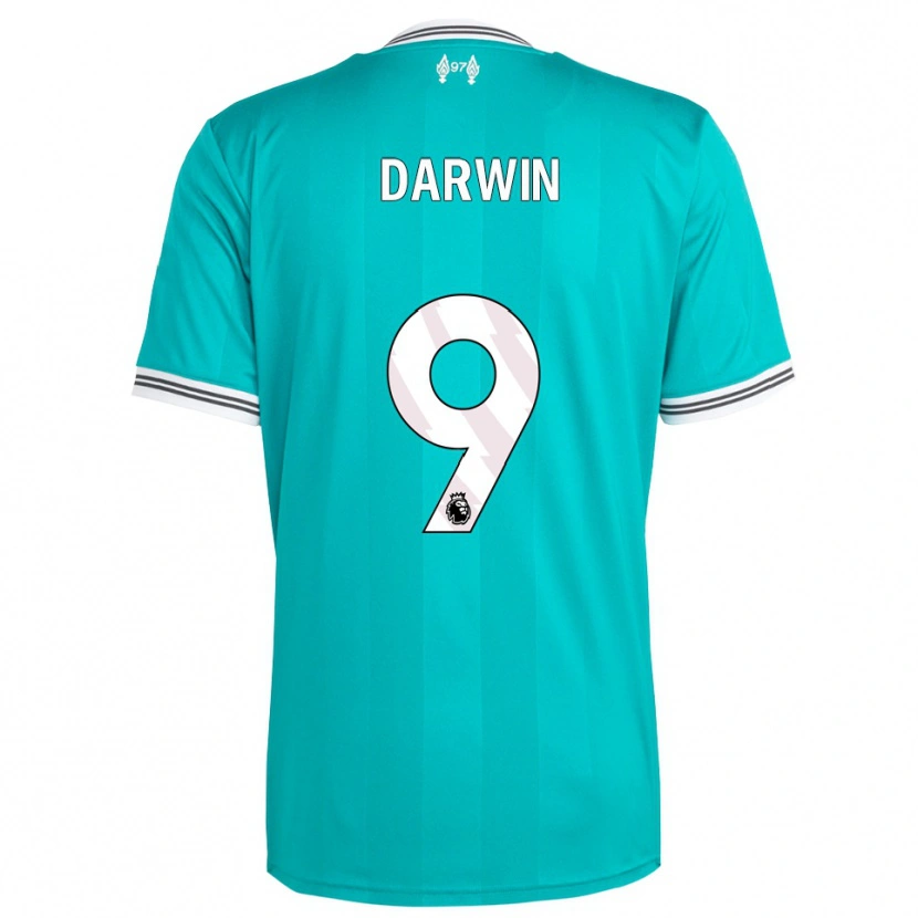 Danxen Criança Camisola Darwin Núñez #9 Verde Branco Terceiro 2025/26 Camisa Brasil