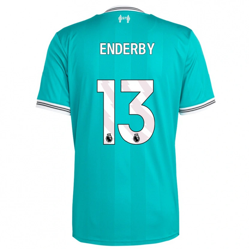 Danxen Criança Camisola Mia Enderby #13 Verde Branco Terceiro 2025/26 Camisa Brasil