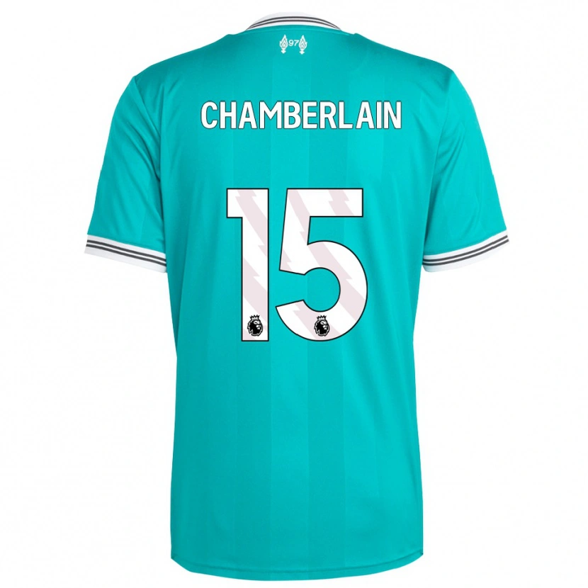 Danxen Criança Camisola Alex Oxlade Chamberlain #15 Verde Branco Terceiro 2025/26 Camisa Brasil