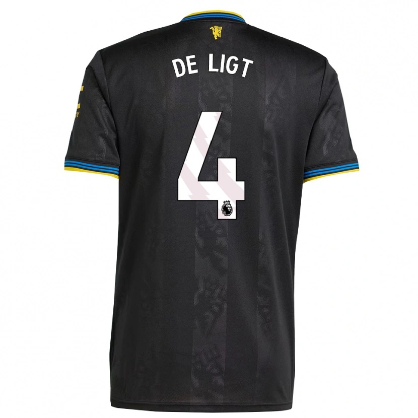 Danxen Criança Camisola Matthijs De Ligt #4 Preto Amarelo Azul Terceiro 2025/26 Camisa Brasil