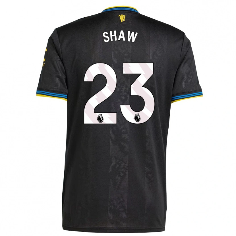 Danxen Criança Camisola Luke Shaw #23 Preto Amarelo Azul Terceiro 2025/26 Camisa Brasil