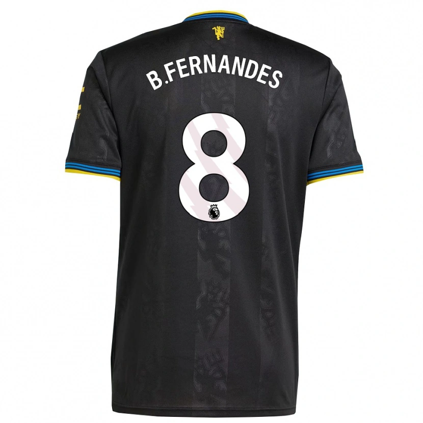 Danxen Criança Camisola Bruno Fernandes #8 Preto Amarelo Azul Terceiro 2025/26 Camisa Brasil