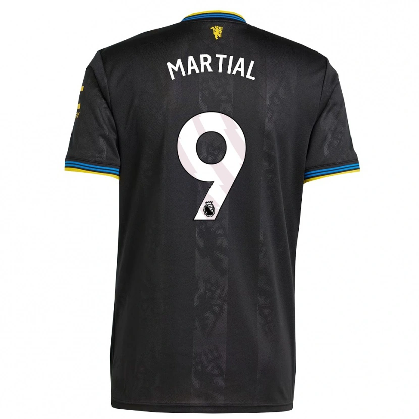 Danxen Criança Camisola Anthony Martial #9 Preto Amarelo Azul Terceiro 2025/26 Camisa Brasil