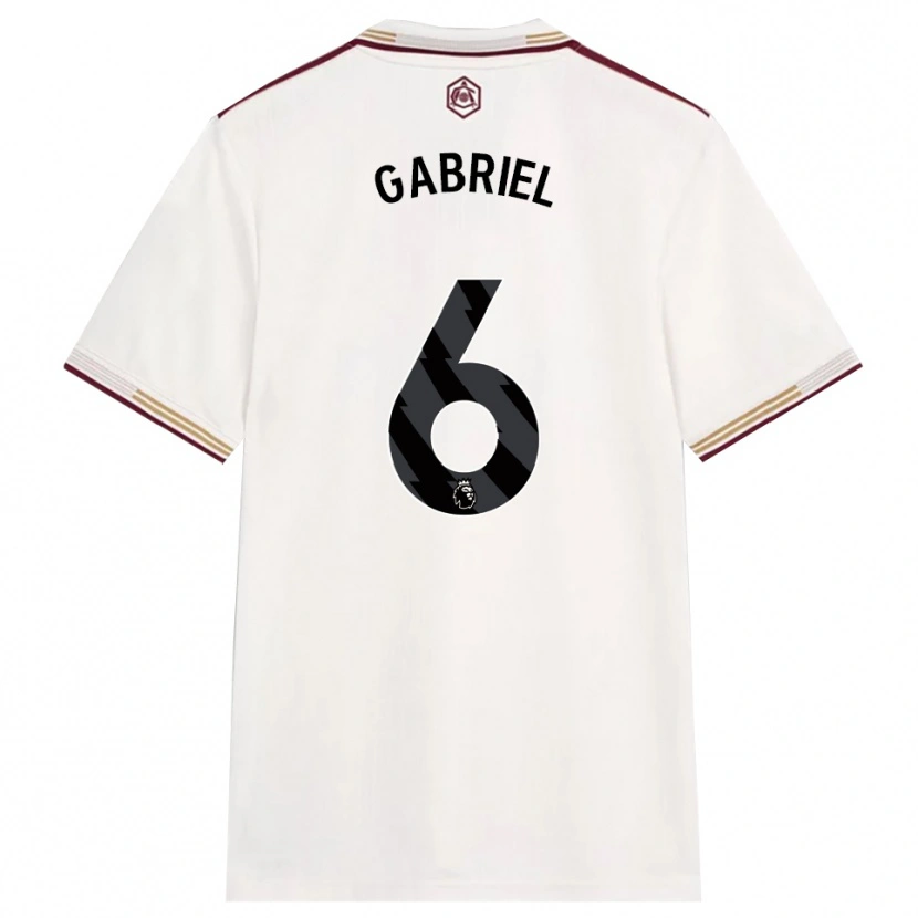 Danxen Criança Camisola Gabriel Magalhães #6 Branco Sujo Borgonha Terceiro 2025/26 Camisa Brasil