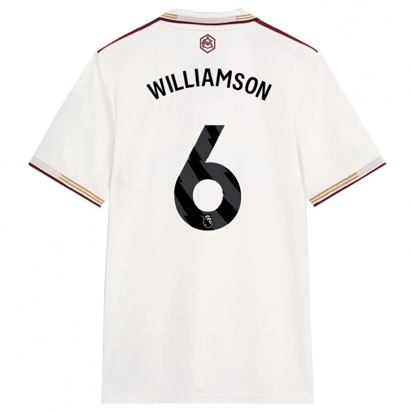 Danxen Criança Camisola Leah Williamson #6 Branco Sujo Borgonha Terceiro 2025/26 Camisa Brasil