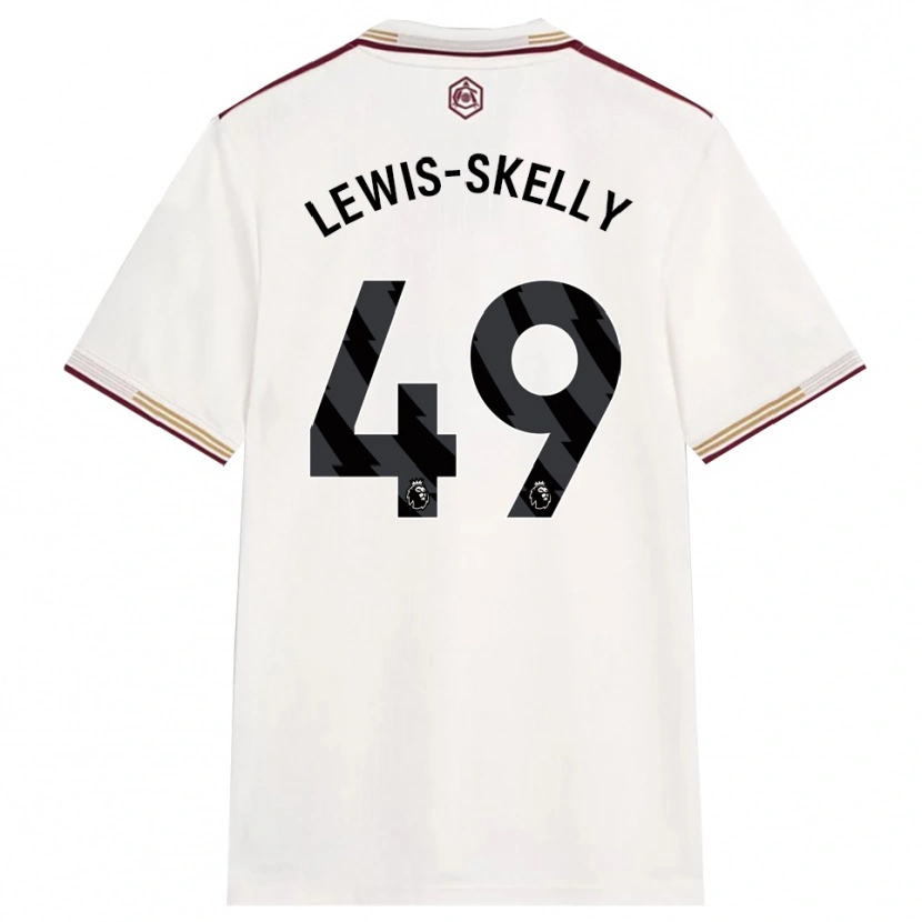 Danxen Criança Camisola Myles Lewis-Skelly #49 Branco Sujo Borgonha Terceiro 2025/26 Camisa Brasil